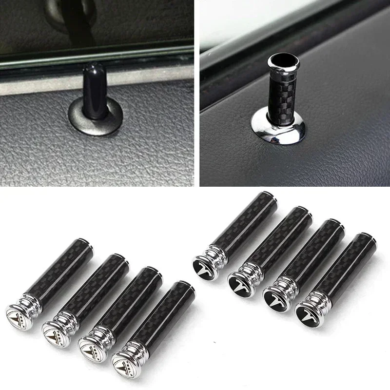 

4pcs Carbon Fiber Car Door Pin Lock Knob Pull Cover Caps for Tesla Model 3 S X Y Roadster Cybertruck Auto Accessories