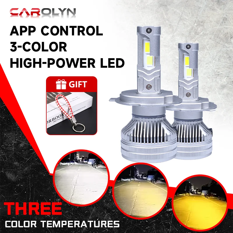 

carolyn LED Headlight H4 H7 Tricolor Bluetooth APP Control 3000K 4300K 5500K H4 H7 LED H1 H11 HB3 HB4 9012 Auto Bulbs LED Lights