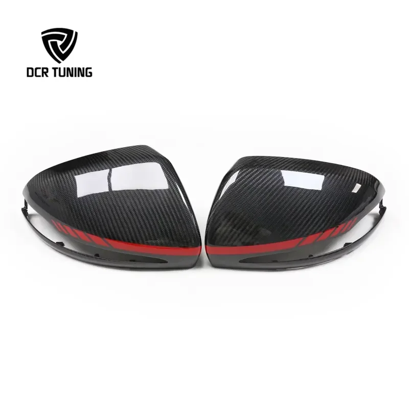 Dry Carbon Fiber Front Mirror Cover Replacement with RED Stripe RHD ONLY for W247 W205 W238 W213 W222 C217