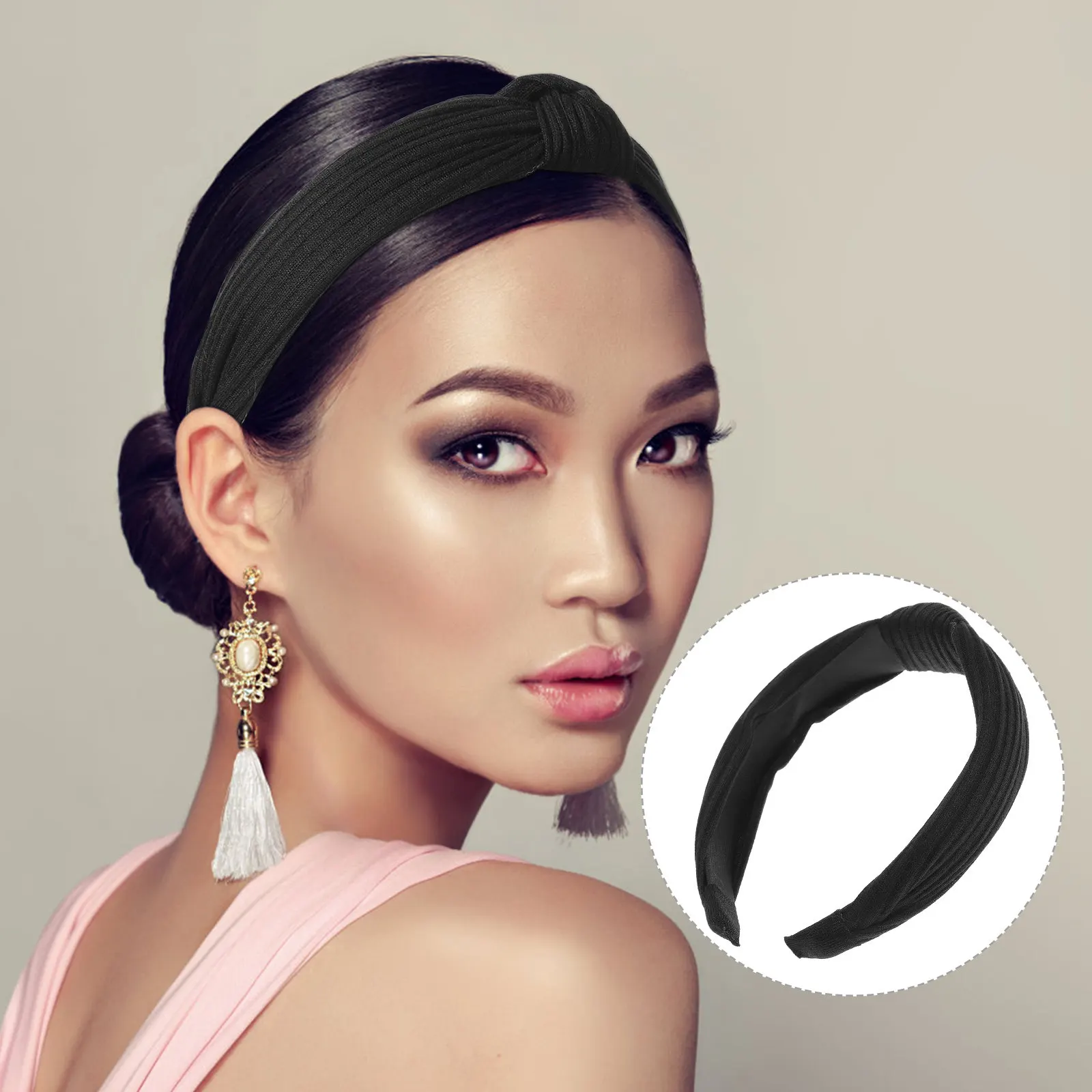 

Black Wide Cloth Hair Hoop Women Lace Headband Stylish Comfortable Daily Wear Accessory Cloth Hair Hoop Women Lace Headband