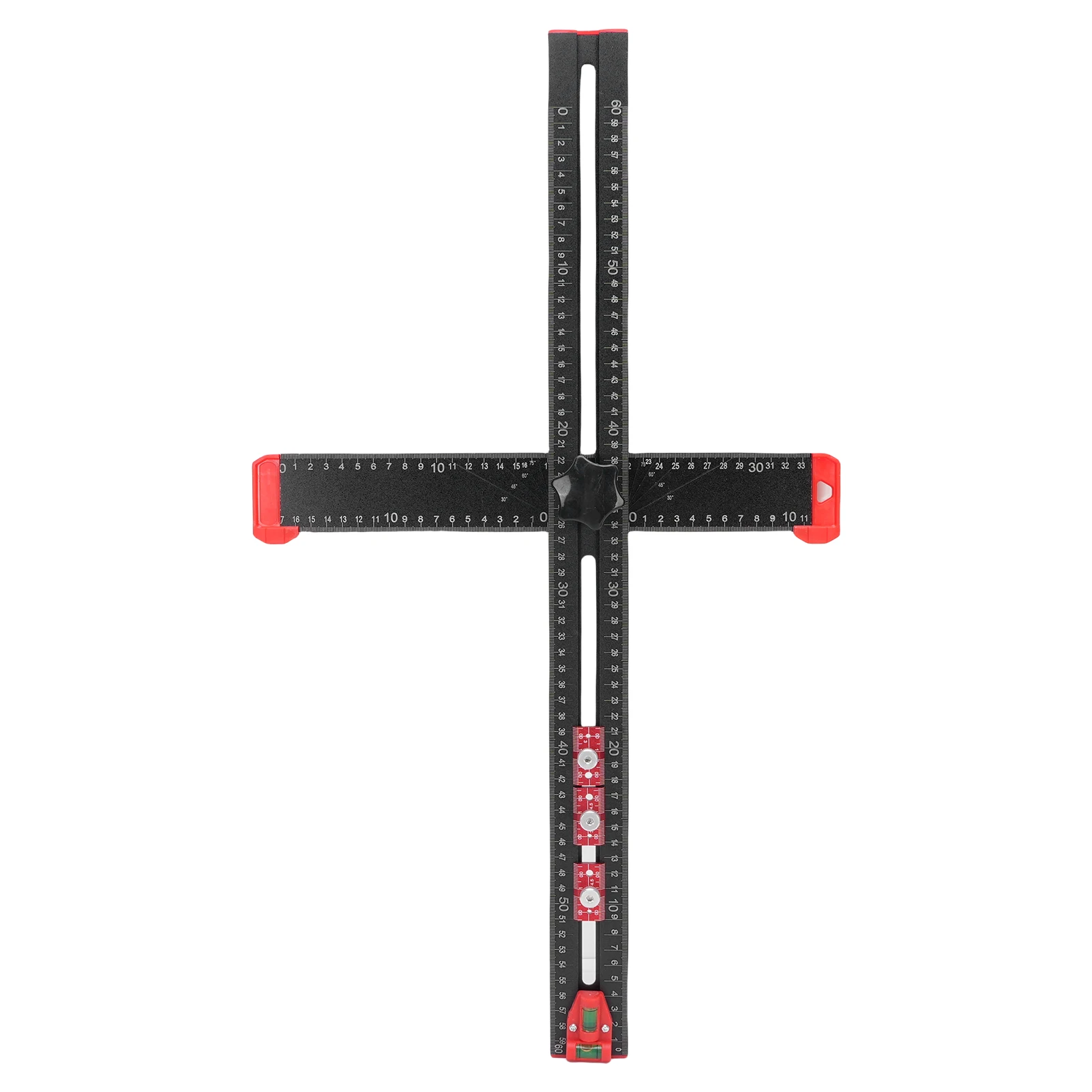 4 in 1 Woodworking T Square 60cm Drilling Positioning Ruler Adjustable Sliding T Square Woodworking Tools Multi Angle Ruler