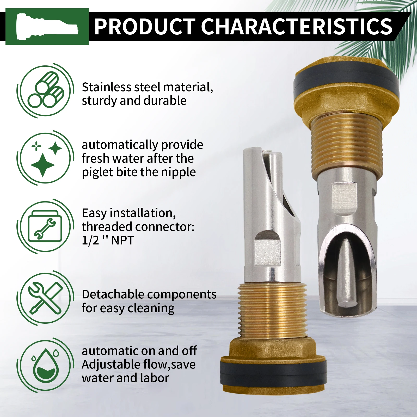 5 قطعة الحلمة الخنزير التلقائي شرب صنبور الحيوانات خنزير صغير أداة الشرب سقي المغذية معدات المزرعة أدوات الفولاذ المقاوم للصدأ