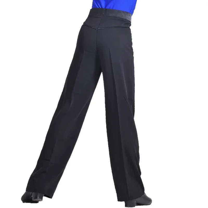 Black Modern Ballroom Tango Salsa Samba Trousers Practice Competition Latin Dance Pants For Men Kids Boys MN9