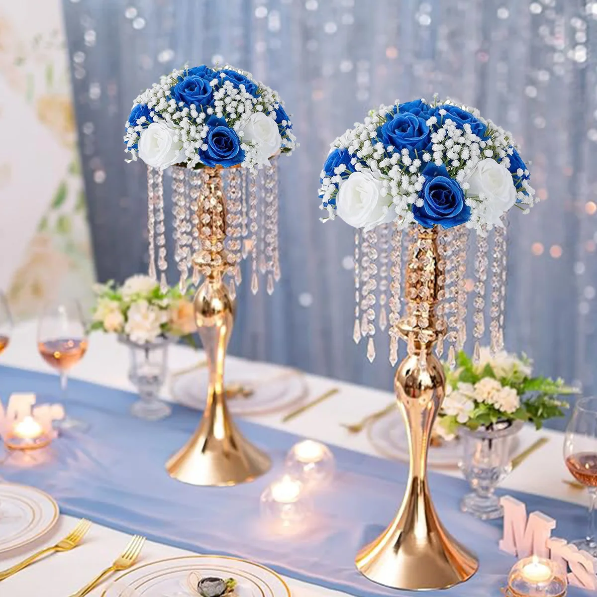 

2 Pcs Artificial Flowers Balls, Wedding Centerpieces Rose Babys Breath Artificial Flowers Center Pieces Decoration for