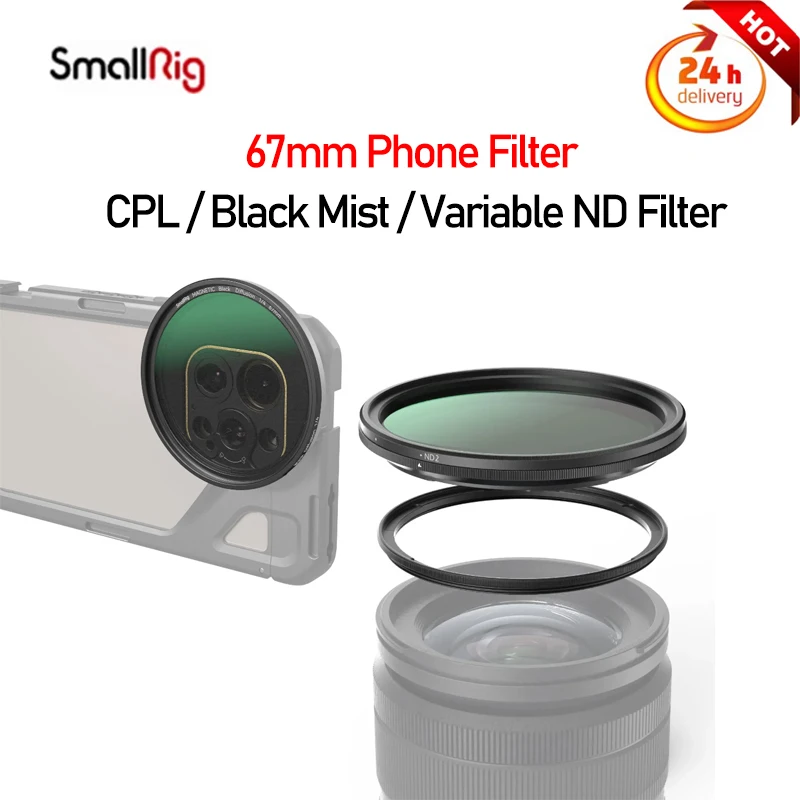 SmallRig 67mm Attachable VND Filter ND2-ND32 (1-5 Stop)/CPL / 1/4 Effect Black Mist Magnetic Filter Series For Photography