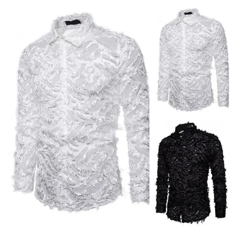 

2023 New Men's Button Shirt Korean Fashion Menswear Designer Personality Cute Clothes Street Fashion Designer Clothes