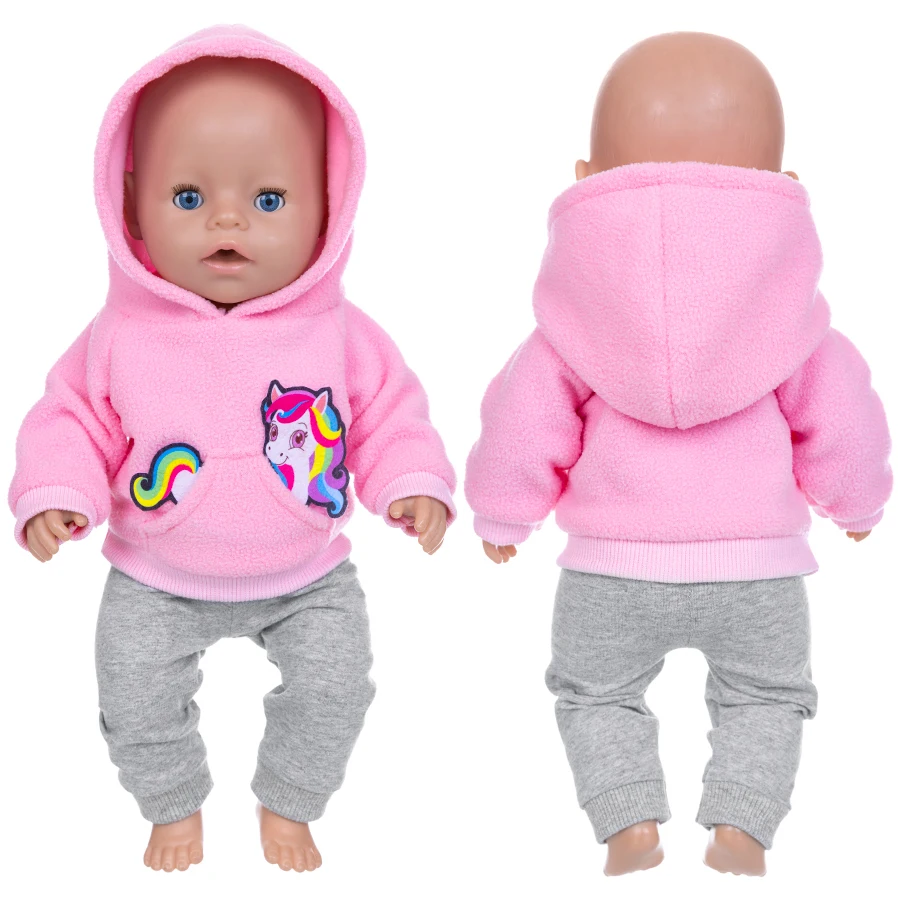 2025 New Cute Animal Hoodie+Sweat Pants Suits Fit For 18Inch/45cm Baby Doll Reborn Baby Doll Clothes Warm Accessories Girl Gift