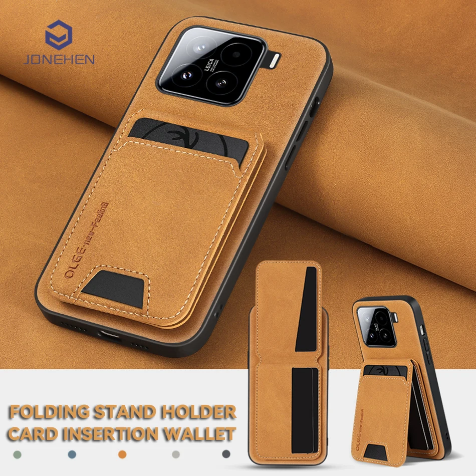 Luxus-Kartenetui aus Kunstleder mit Standfunktion für Xiaomi Mi 11 12 13 13T 14 15 17 Pro Max Poco F5 F6 Stoßfeste Schutzhülle
