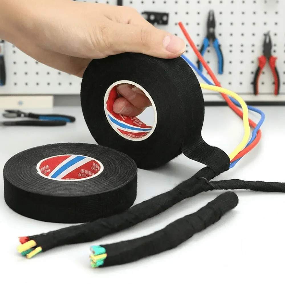 2Roll Black High-Temperature Flame Retardant Electrical Tape - Waterproof Insulation For Automotive Wiring & Circuit Repair, Industrial Grade Adhesive, Tear-Resistant, Halogen-Free, Up To 176°C Heat Resistance