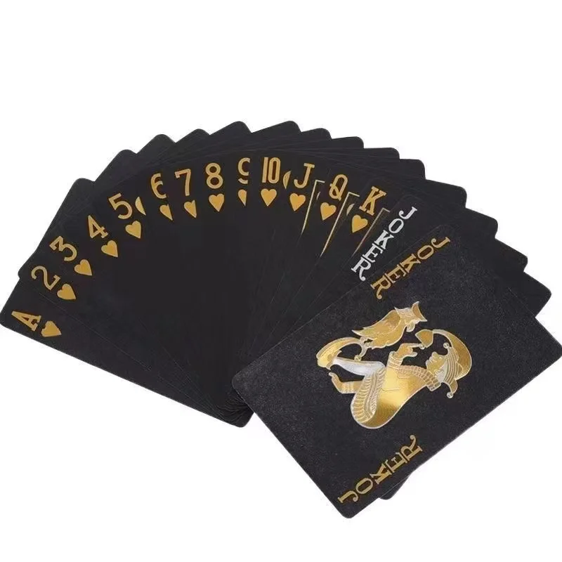 Gioco di carte da gioco in oro nero gruppo di 55 carte tuta da Poker impermeabile pacchetto magico gioco da tavolo collezione di feste regalo