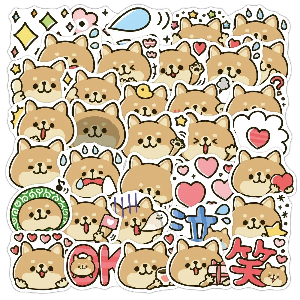 10/30/50PCS Cute Cartoon Shiba Inu Doodle Sticker Skateboard DIY Cup Notebook Computer  Suitcase Refrigerator  Guitar  Wholesale