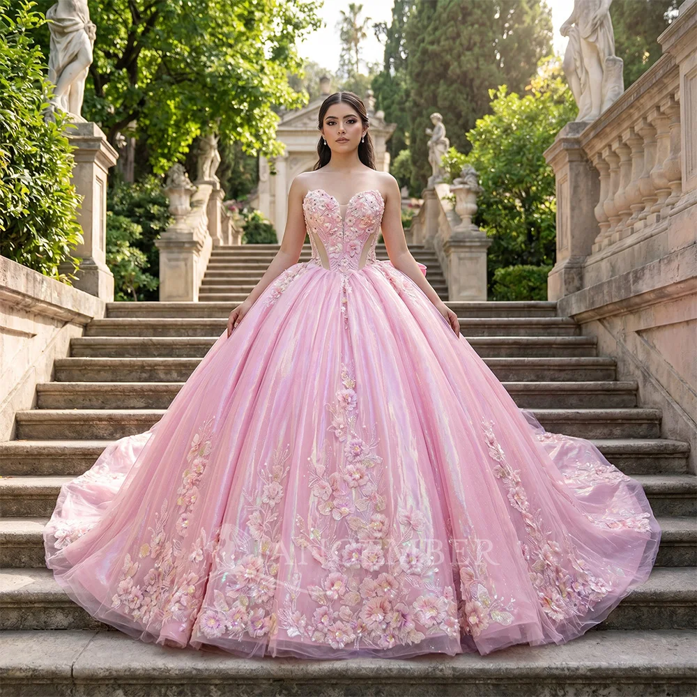 

Charming Quinceanera Dresses Strapless Bowknot Vestidos Para Quinceanera Customized Organza vestidos de 15 años quinceañeras