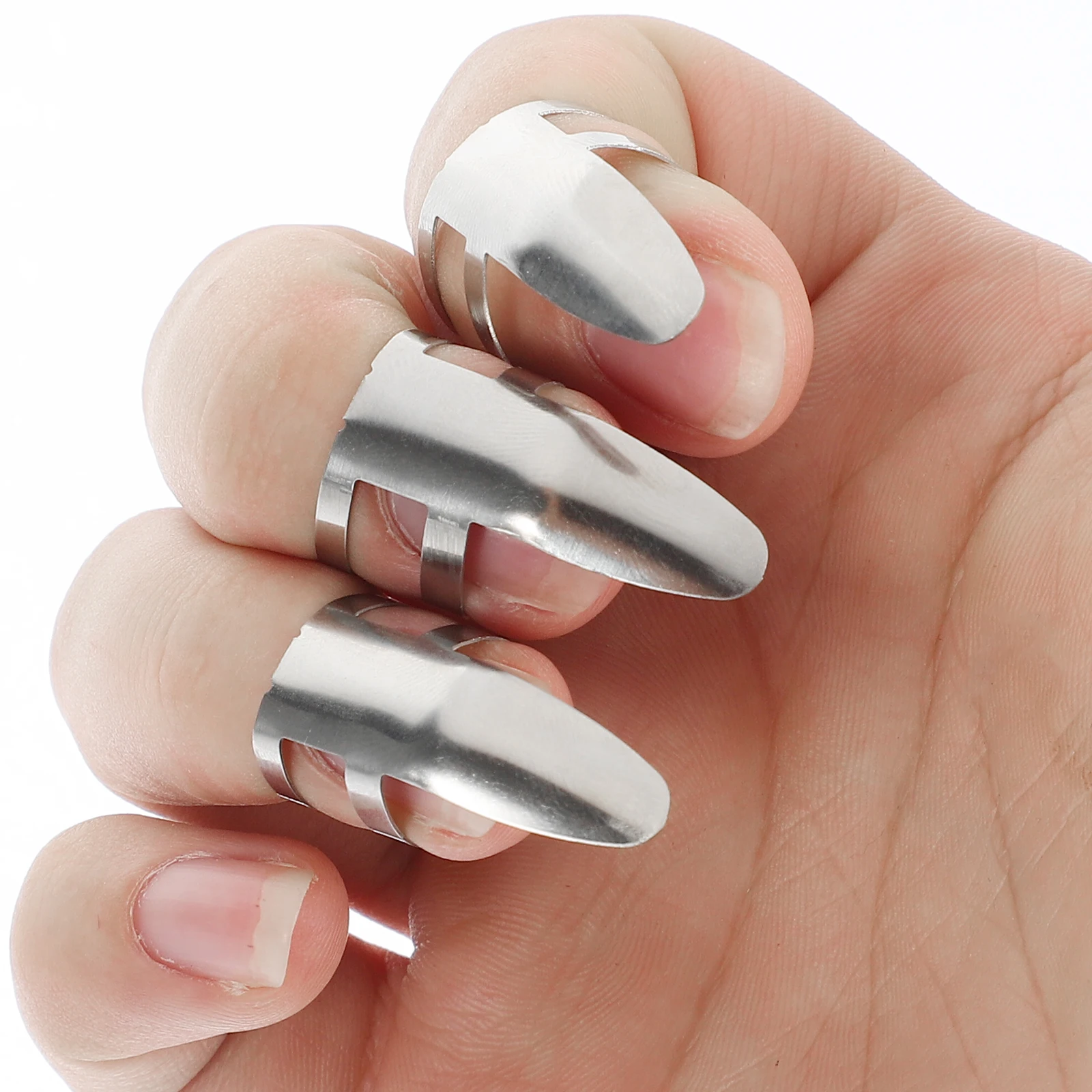 

6pcs Stainless Steel Guitar Finger Banjo Picks Durable Metal Protector For String Instruments Accessories Parts Practical Steel
