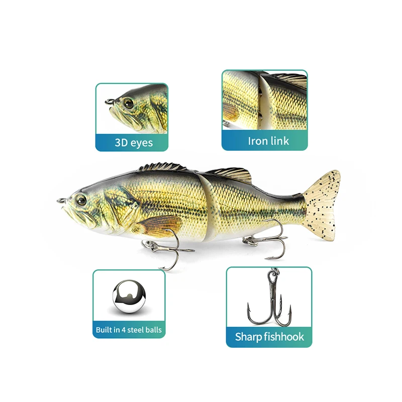 6.6 Inch Sinking Wobbler Lure Two Segment Soft Tailed Bass Bluegill Fish Artificial Hard Bait Bait Saltwater Fishing Accessories