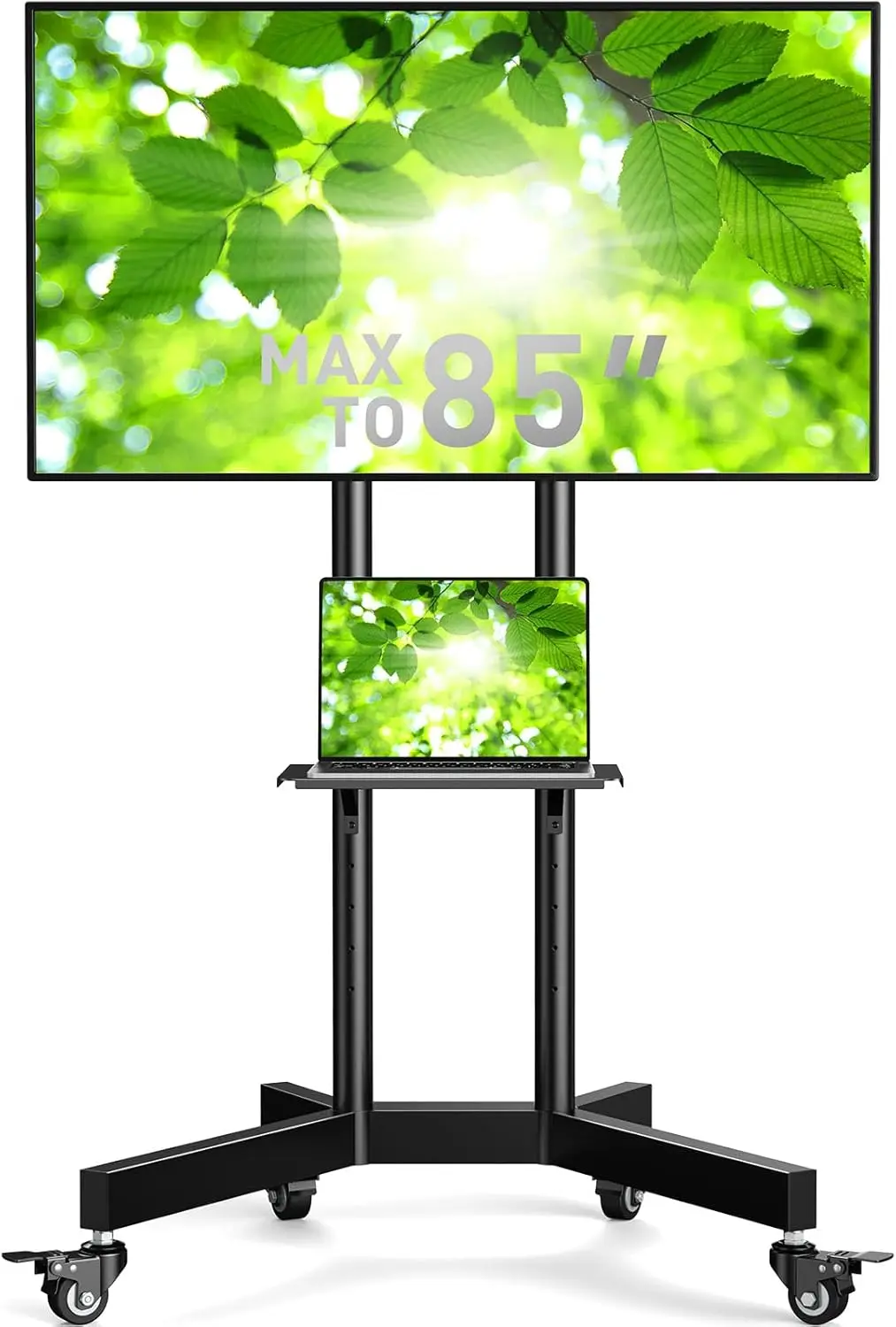 TV Stand for 32-85 Inch Screens up to 132 lbs, Height Adjustable Mobile TV Stand for LCD OLED 4K Flat/Curved Panels, TV Cart Out