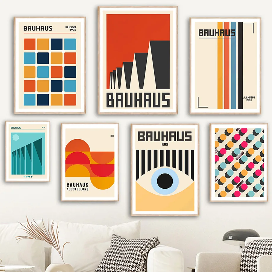 Bauhaus – affiches et imprimés d'art mural, lignes géométriques, bloc de couleurs, peinture sur toile abstraite, images de Bar d'hôtel pour décor de salon