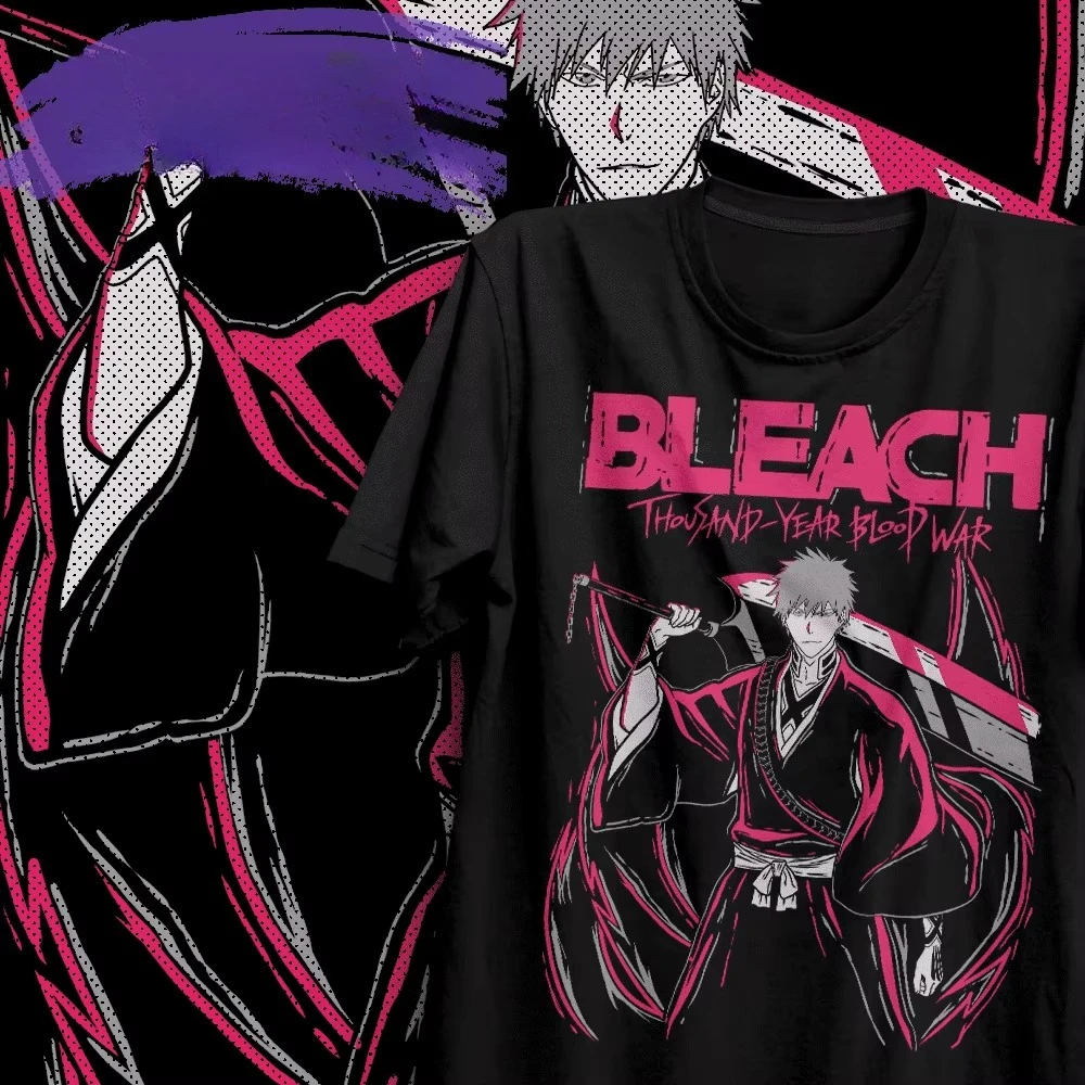 2026 Bleach Ichigo Thousand-Year Blood War Anime Graphic T-Shirt Oversized Y2K Soft Cotton Tee For True Anime Series Supporters