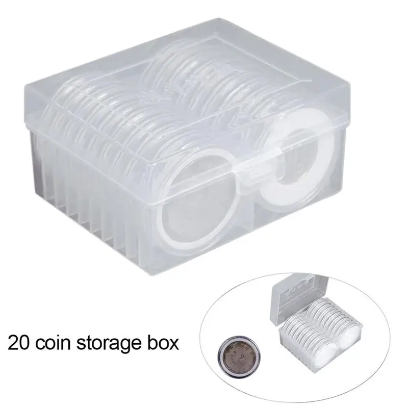 Coin Holders For Collectors 20 Pcs Coin Holder With 7 Sizes Protect Gasket Coin Holder Case With PP Storage Organizer Box For