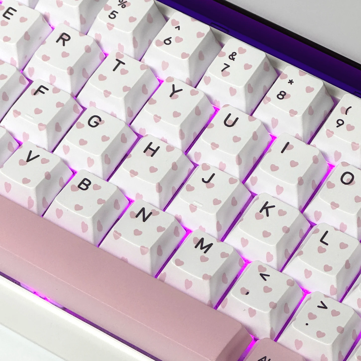 

Pink Heart-shaped Keycap PBT Cherry Girl Keyboard Keychain Compatible with 60/64/84/87 Mechanical Keyboards