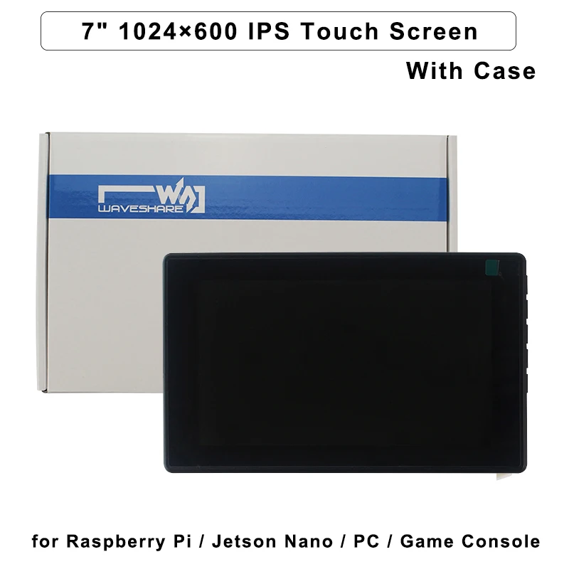 7 Inch Raspberry Pi Touch Screen LCD + Case Toughened Glass Cover 1024×600 IPS Capacitive 5-Point Display for Jetson Nano PC