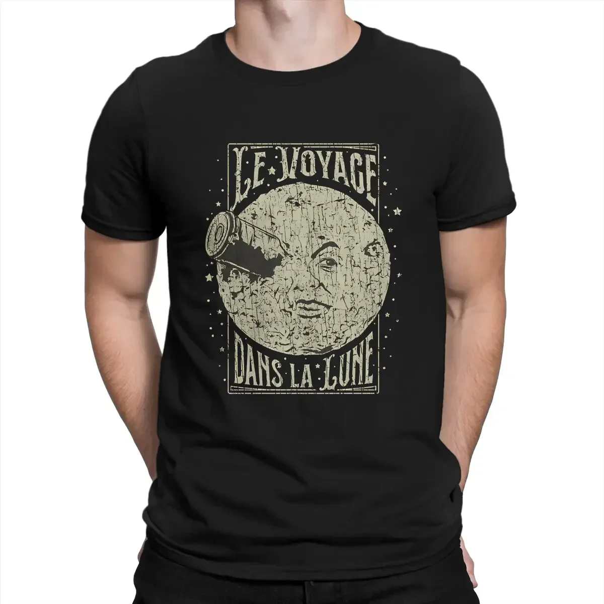 Le Dans La Lune 1902 T Shirt Men Pure Cotton Funny T-Shirts Crew Neck Movie Hipster Sign for Men Round Neck Cotton hirts