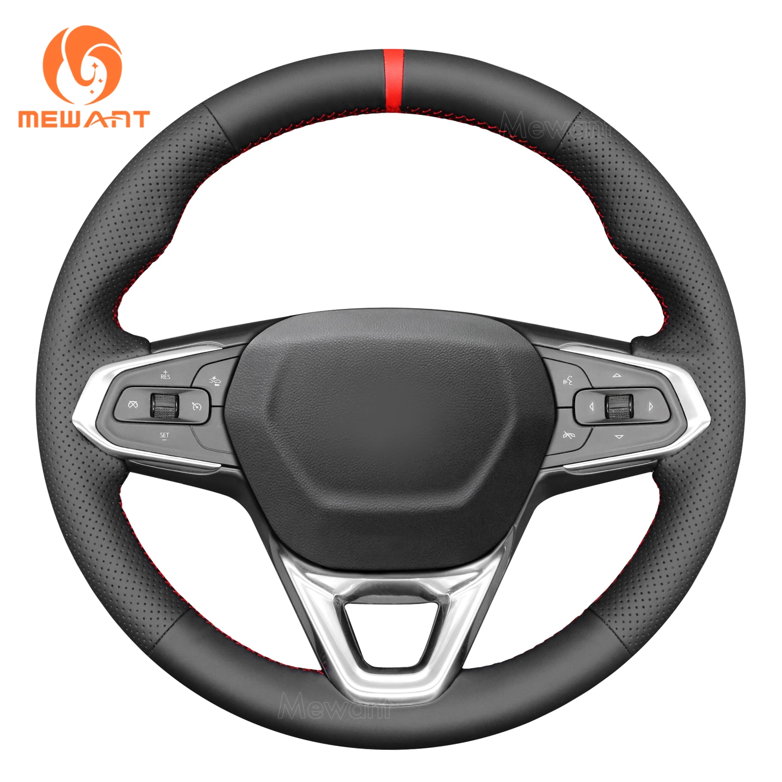 

MEWANT Black Artificial Leather Car Steering Wheel Cover for Chevrolet(Chevy) Bolt EUV TrailBlazer Trax 2022-2025