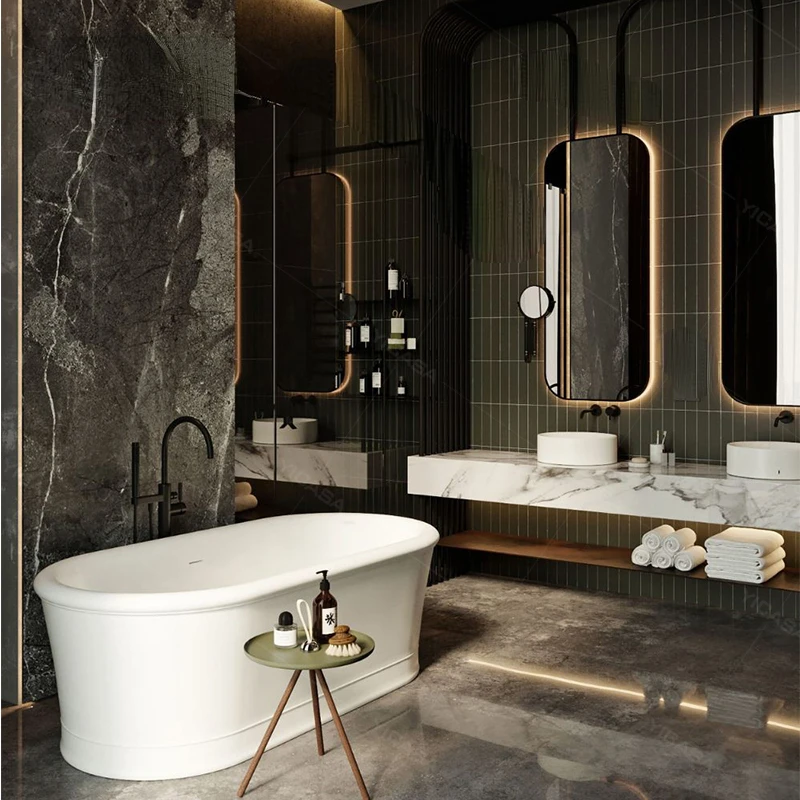 High end luxury style bathroom vanity for hotel project marble design bathroom washbasin vanity