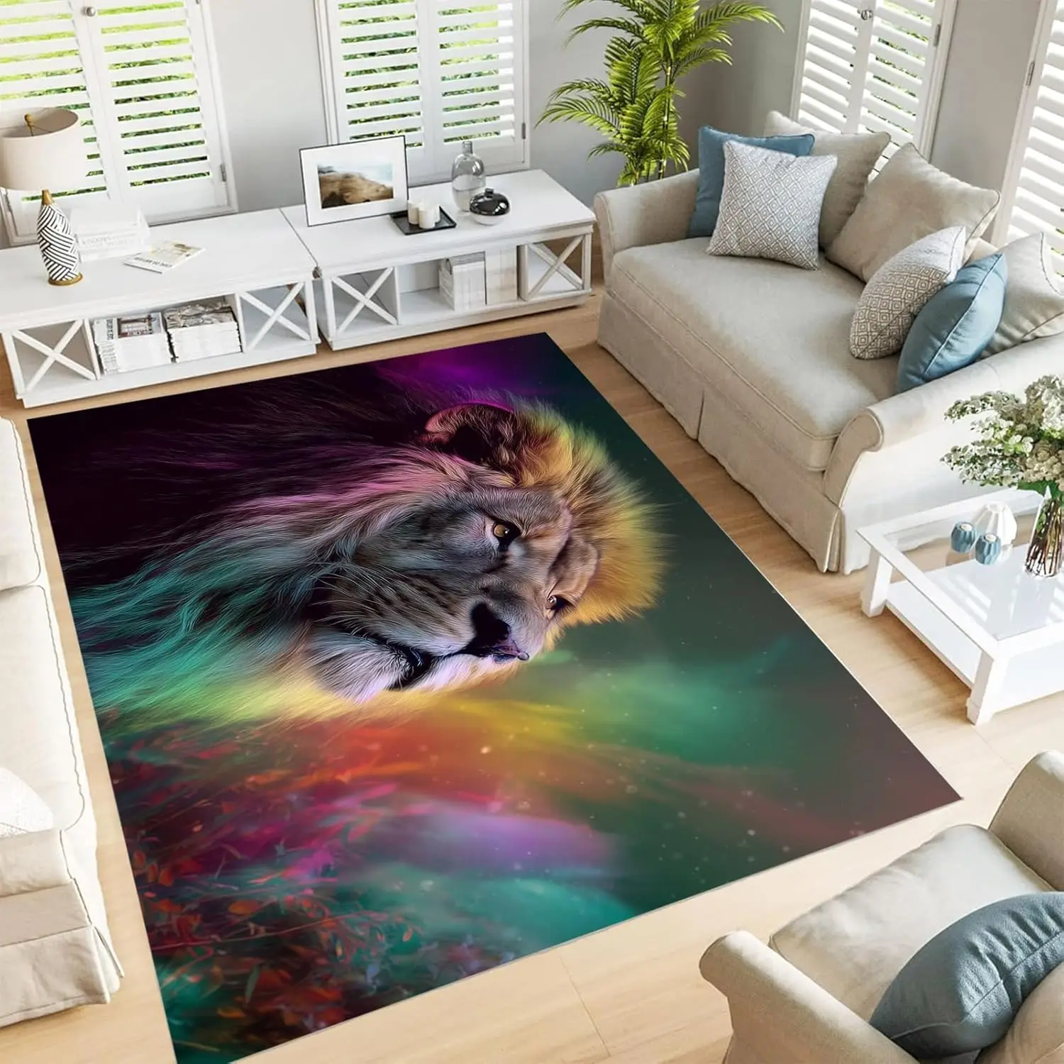 

Моющиеся коврики, звездное небо, художественный стиль, коврик с изображением животного, льва, мягкие нескользящие напольные ковры для гостиной, детской комнаты, дома