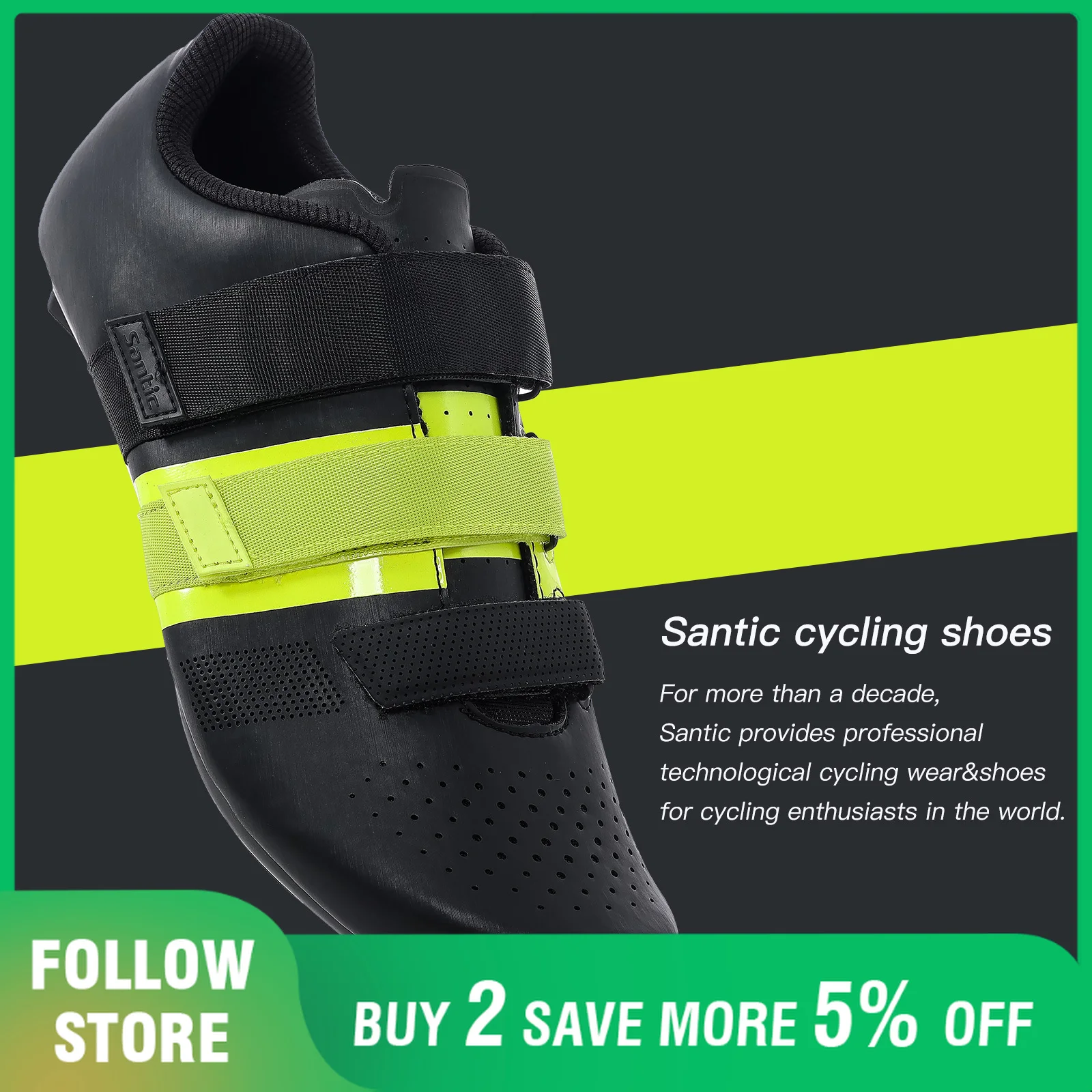 

Santic Cycling Shoes Men's Outdoor Breathable Bicycle Sports Sneakers Nylon Sole Adjustable Lightweight Road Riding Sneakers