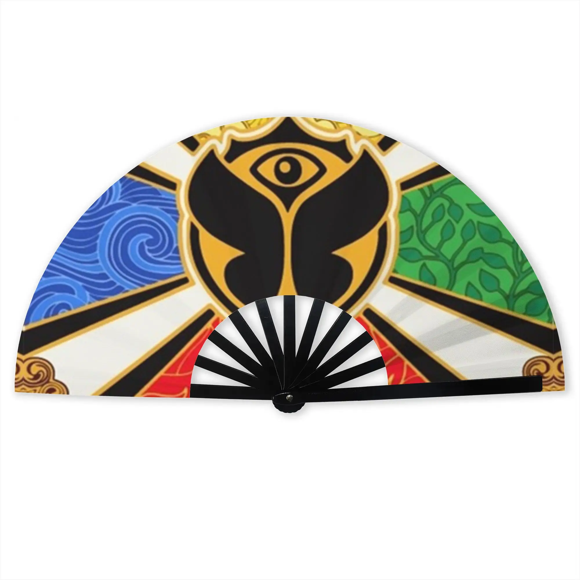 T-Tomorrowland Flag Portable Pocket Fan Camping  Folding Fan Chinese Dance Cooling Handheld Fans