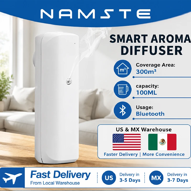 NAMSTE Aromatic Oil Diffuser Bluetooth Fragrance Diffuser Socket Style Aroma Oil Diffuser for Home Toilet Air Freshener Device