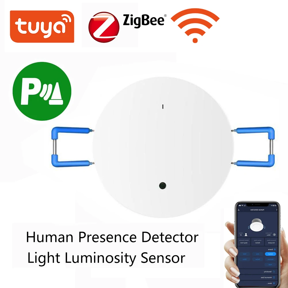 Go Tuya Detector de Presença Humana, mmWave Radar Detection Sensor, Função Luminosidade Luz, Wi-Fi, ZigBee, 2 em 1