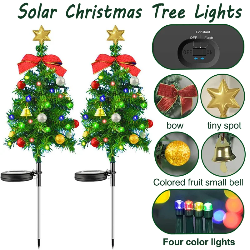 

Solar Christmas Tree Decor Lights Outdoors Lawn Garden Landscape Lamps Power Candy Cane Light Yard Stake Christmas Pathway Decor