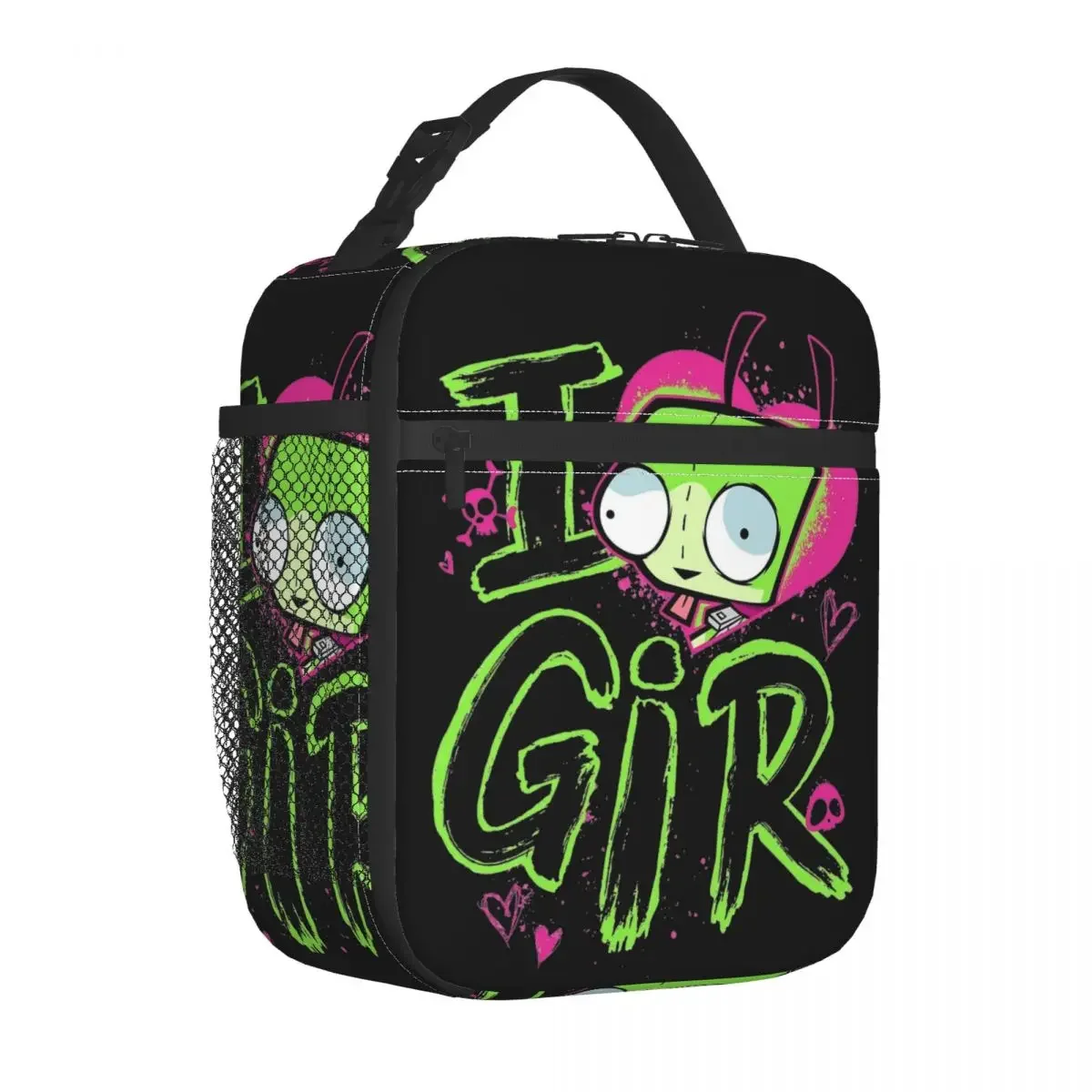 

Invader Zim Insulated Lunch Bags Thermal Bag Meal Container I Love GIR Retro Pop Large Tote Lunch Box Men Women School