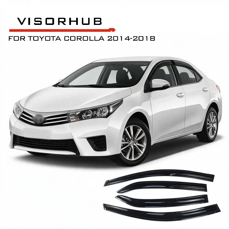 For Toyota Corolla 2014-2018 Sedan Window Visor 4Pcs Black Acrylic Rain Guard Window Deflector Wind Sun Shield
