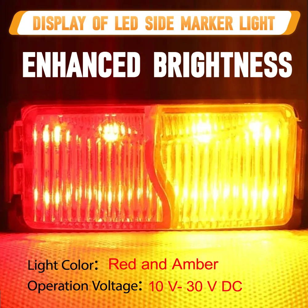 

2Pcs 8 LED Side Marker Light 10V-30V Turn Signal Light Warning Light Brake Stop Lamp For Trailer Truck Bus Lorries