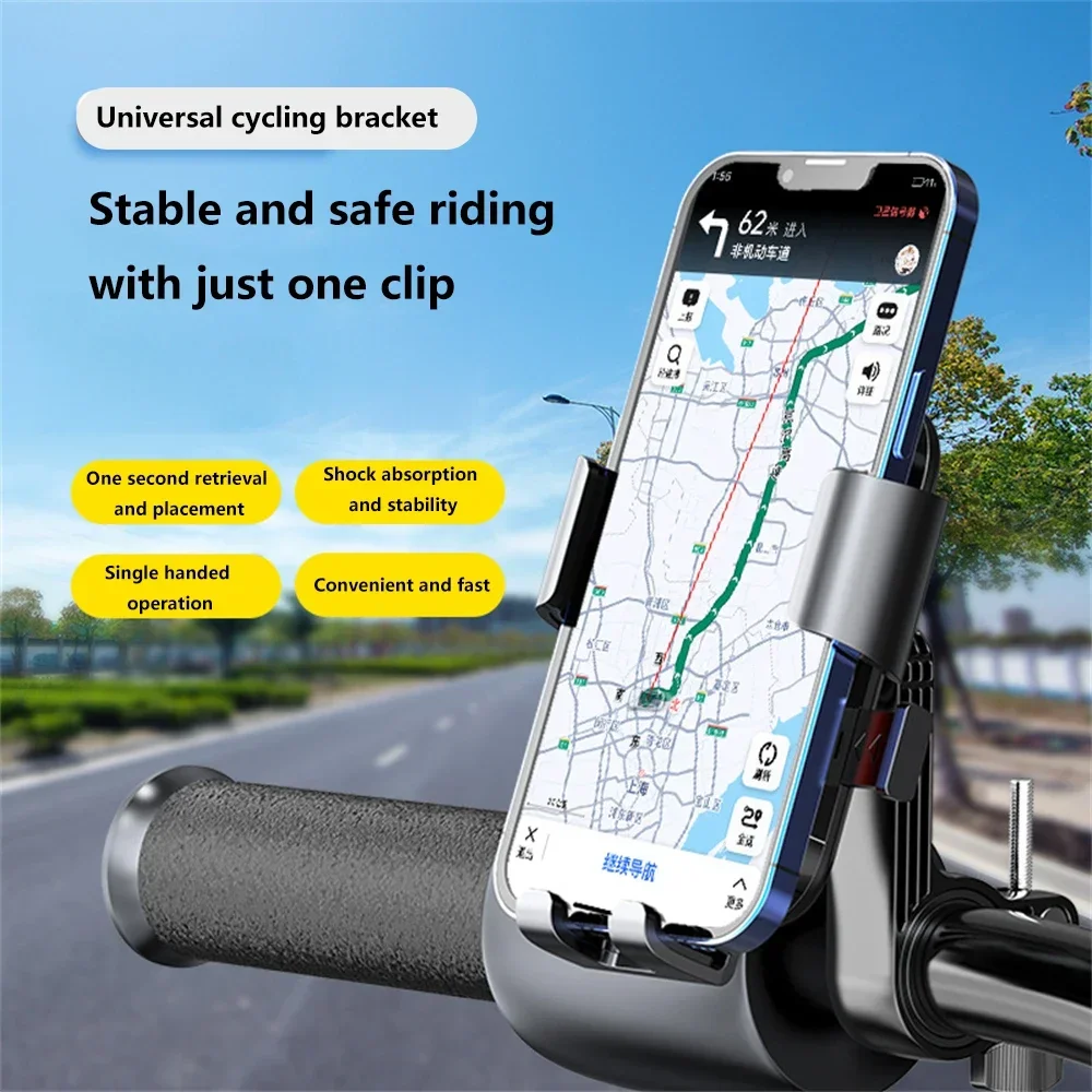 

Universal Motorcycle Bicycle Phone Holder 360 Rotation Shockproof Navigation Stand For iPhone Xiaomi Samsung