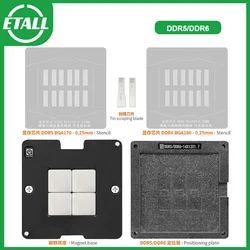 Amaoe BGA Reballing Stencil for DDR5 DDR6 BGA170 BGA180 Location Platform Magnet Base Tin Planting Steel Mesh IC Solder Template