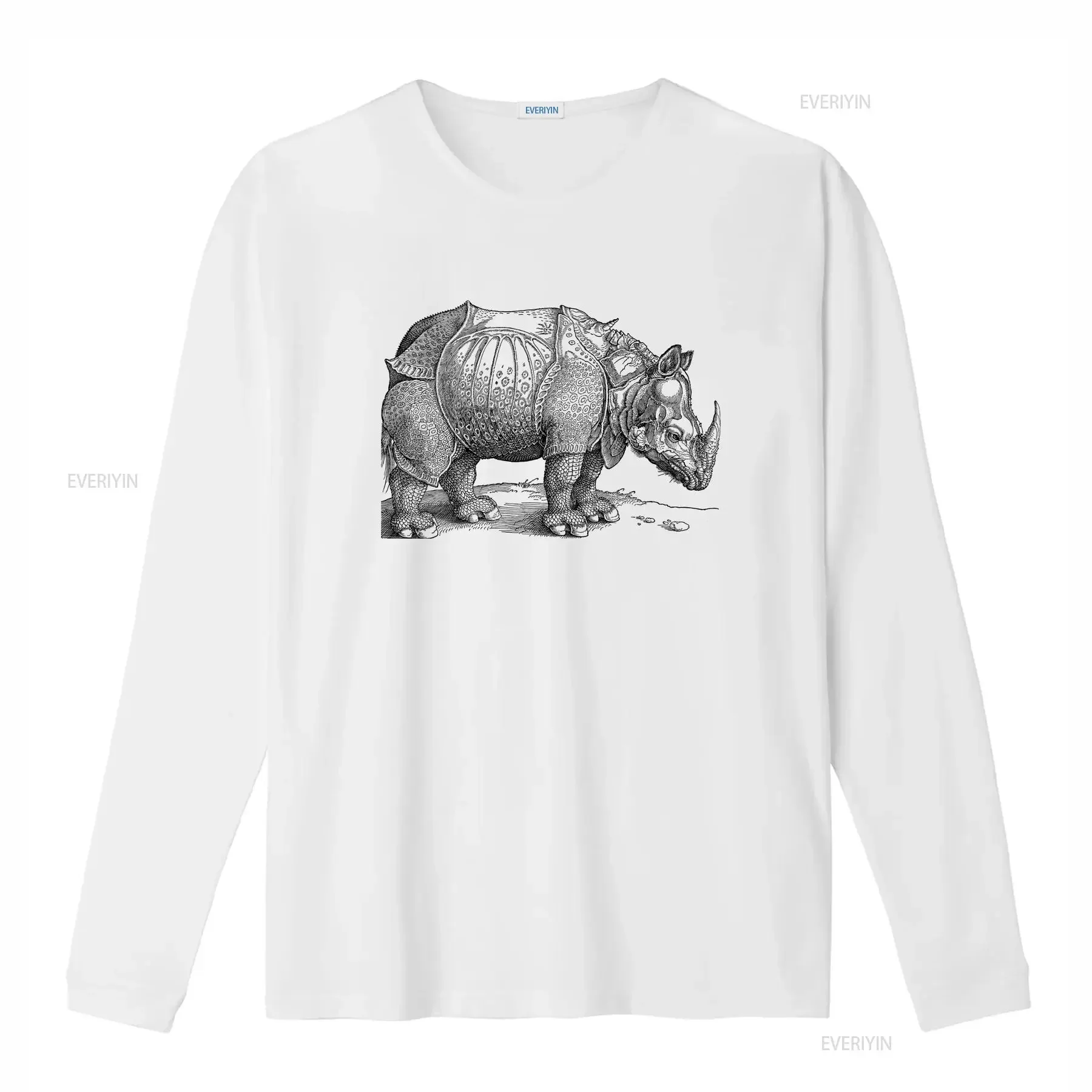 Rhinoceros Rhino by Albrecht Durer Art T Shirt  vintage Washed Top For Everyday Wear Versatile Stretched streetwear Casual