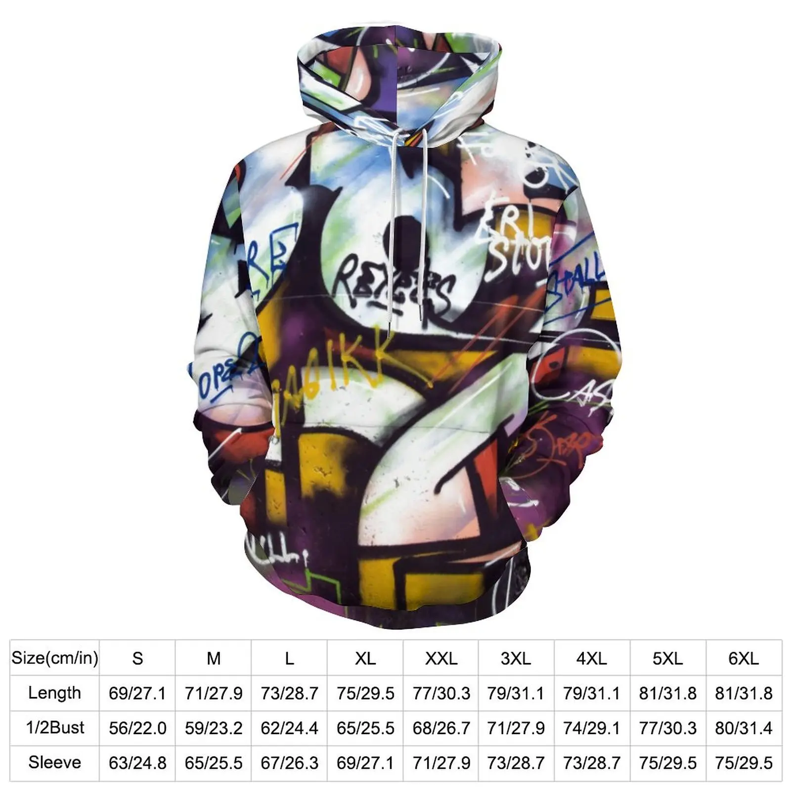 Word Art Print Loose Hoodies Colorful Graffiti Fashion Pullover Hoodie Unisex Long Sleeve Hip Hop Design Sweatshirts Big Size