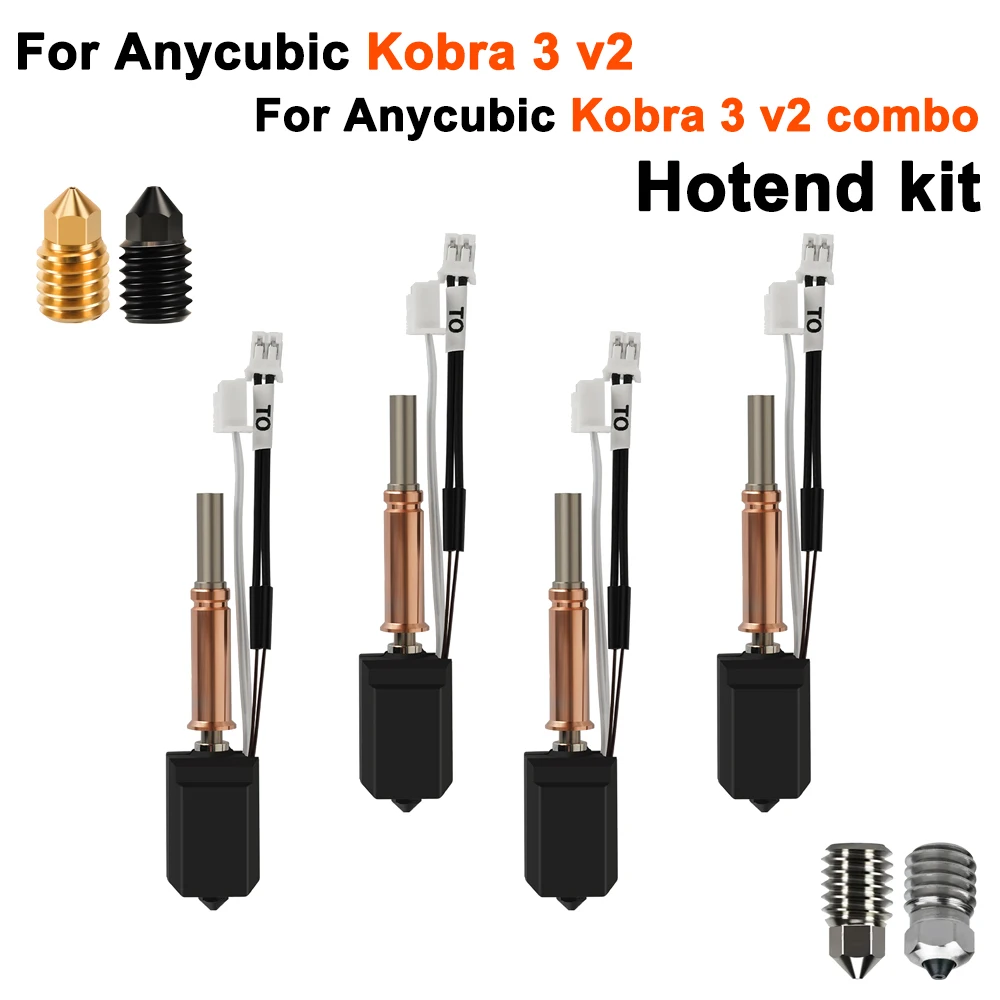 

Upgraded Hotend Kit for Anycubic Kobra 3 v2 Heatbreak 24V 60W Ceramic Hotend Thermistor Nozzle for Anycubic Kobra 3 V2 Combo