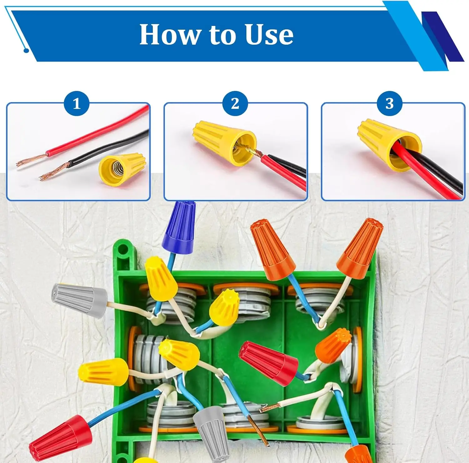 180 قطعة من موصلات الأسلاك، موصلات الأسلاك الكهربائية العازلة مع زنبرك، أغطية الأسلاك المحمولة للاتصال السريع