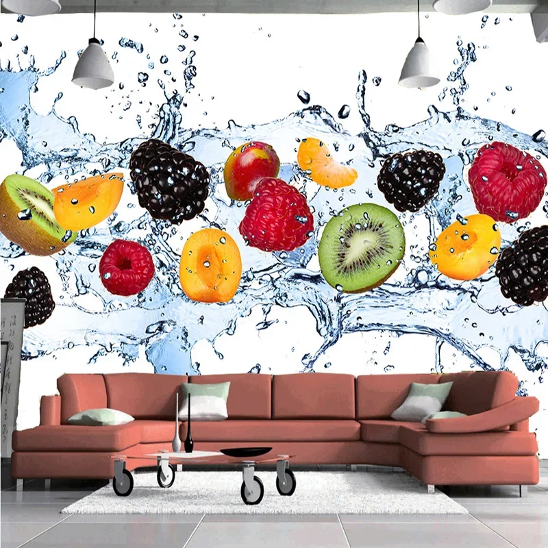 Modern Fresh Fruit Custom Mural Wallpaper Restaurant Cafe Simple 3D Stereo Wall Covering Kitchen Eco-Friendly Papel De Parede