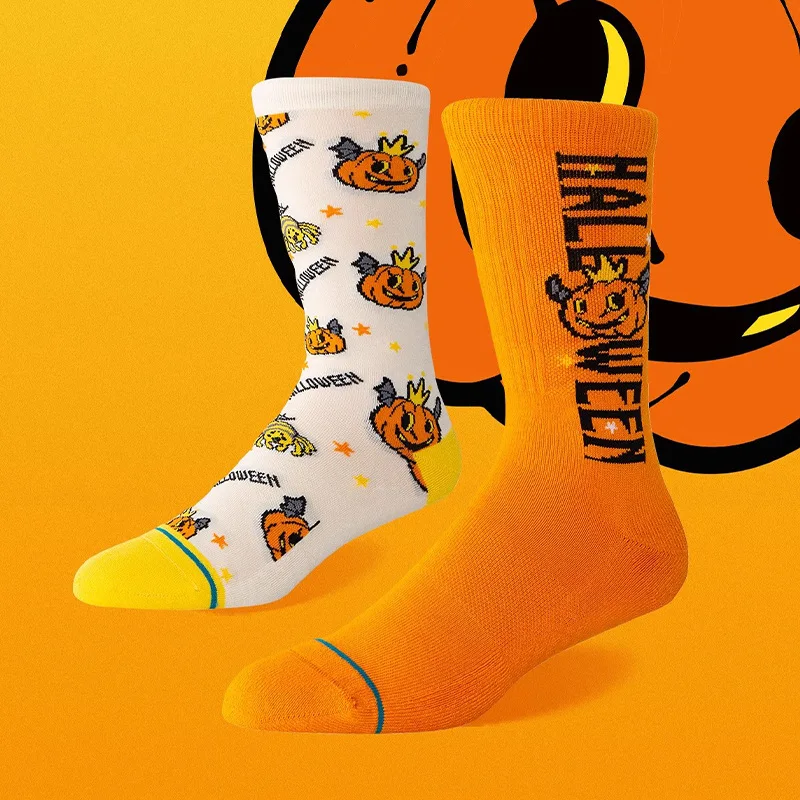 

Носки аниме на Хэллоуин 2025 года, милые носки с тыквой-призраком, носки среднего размера, гендерно нейтральные носки для мужчин и женщин