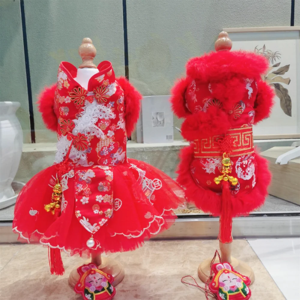 chinese-new-year-red-pet-plus-velvet-edition-jade-rabbit-welcome-spring-cheongsam-cats-dogs-warm-winter-tang-suit-pet-clothes