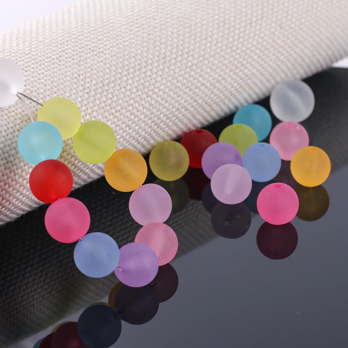 500g 8MM Autumn-Winter Trends Matte Frosted Acrylic Loose Hole Beads DIY Beaded Bag Bracelet Necklace Jewelry Making Accessories