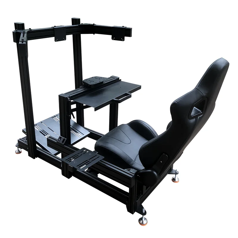 

Diy Sim Rig Aluminum Extrusion 4080 Racing Car Chassis Driving Simulator Sim Racing Cockpit with Seat Triple Monitor Stand
