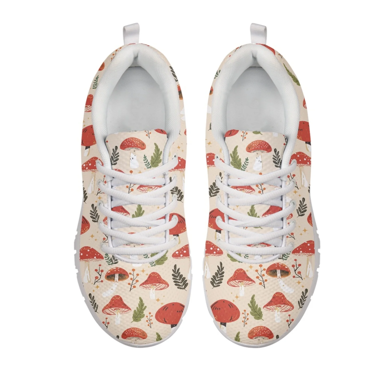 Coloranimal Mushroom Leaf Lightweight Sports Tennis Shoes for Women Mesh & EVA Sole Running Sneakers New Trend