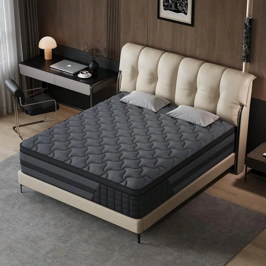 Aliexpress 10/12/14  Inch Twin/Full/Queen/King Size Innerspring Mattress - Medium Firmness Ergonomic Design With Memory Foam & Upgraded Pocket Coils, Fire-Resistant Fiberglass-Free Construction, Medium-Firm Support, Cooling Breathable Surface - Aliexpress Deal