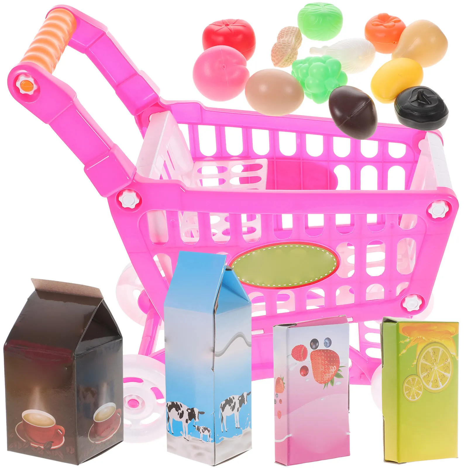 

1Set Children Shopping Cart Baby Walker DIY Assembly Colorful Plastic Food Fruit Playset Pretend Fun Home Kids Shopping Cart